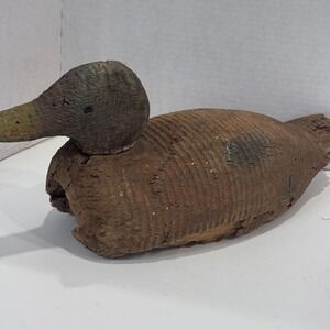 Vintage Hand Carved Duck Decoy Rustic Primitive Look, unpainted, moderate size.